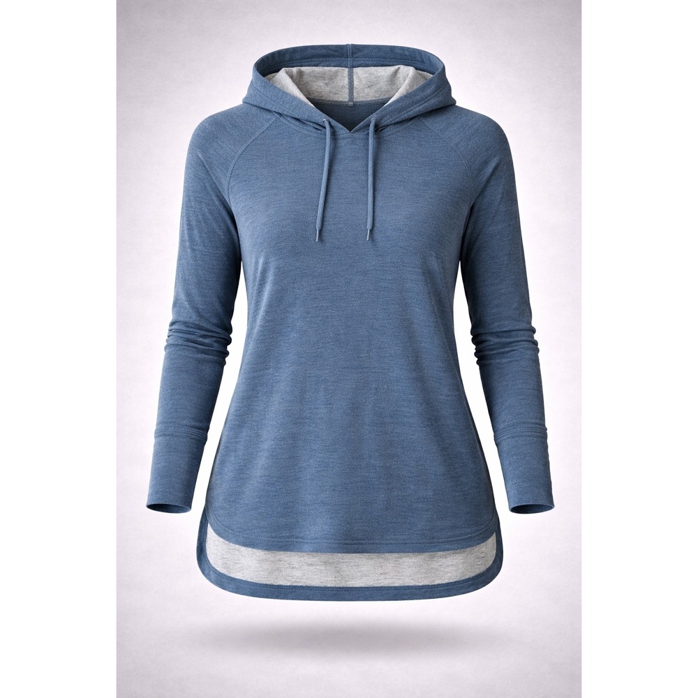 The North Face Women's Evolution Hi-Lo Hoodie Medium Blue Heather Oversized EUC